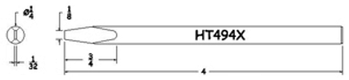 Hexacon HT494X soldering Tip -  1/4 Semi-Chisel   (for P30, P34, 30H & 34H)