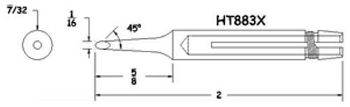 Hexacon HT883X Soldering Tip  -  1/16 Bevel -   Sleeve-Style   (for Micro-Stedi Irons & Stations)
