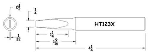 Hexacon HT123X Soldering Tip for P151/P152 Iron 1/2 TD Semi-Chisel