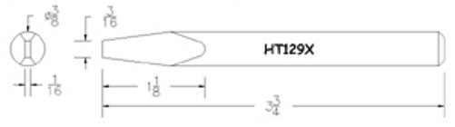 Hexacon HT129X Soldering Tip  -  3/8 Semi-Chisel   (for P115 & P155 Irons)