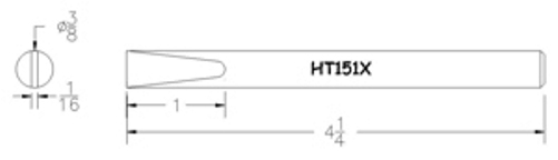 Hexacon HT151X Soldering tip | 3/8 Full-Chisel  (for P115 & P155 Irons