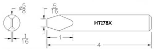 Hexacon HT178X Soldering Tip   -  5/8 Semi Chisel Tip   (for P200,  P250 & 200H Irons) 