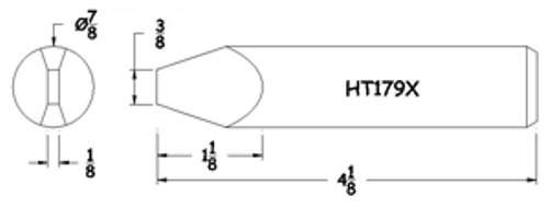 Hexacon HT179X Soldering Tip  -  7/8 Semi-Chisel  (for P300 & 300H Irons) 