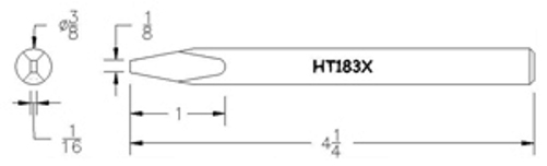Hexacon HT183X Soldering Tip | 3/8 Semi-Chisel (for P155, P115, 115H & 155H Irons)