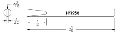 Hexacon HT195X Soldering Tip  -  3/16 Full Chisel    (for 22A, 26S, P26, 22H & 26H Irons) 