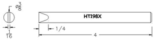 Hexacon HT198X Soldering Tip  -  3/8 Full-Chisel   (for P155, P115, 115H & 155H Irons)