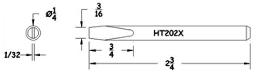 Hexacon HT202X Soldering Tip  - 1/4 Standard Semi-Chisel   (for P30, P34, 30H & 34H)