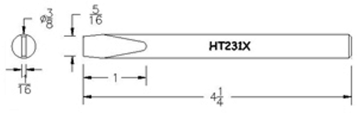 Hexacon HT231X Soldering Tip  -  3/8 Semi-Chisel   (for P155 & P115 Irons)