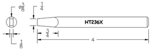 Hexacon HT236X Soldering Tip  -   3/8 Semi-Chisel    (for P155, P115, 115H & 155H Irons)