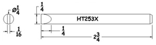 Hexacon HT253X Soldering Tip  -  1/4 Full-Chisel   (for P30, P34, 30H & 34H)