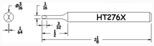 Hexacon HT276X Soldering Tip -  3/16 Turned Down Full Chisel    (for 22A, 26S, P26, 22H & 26H Irons) 