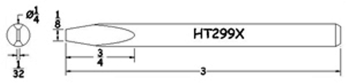 Hexacon HT299X Soldering Tip  -  1/4 Semi-Chisel   (for P30, P34, 30H & 34H)