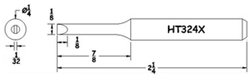 Hexacon HT324X Soldering Tip  -  1/4 Turned-Down Full-Chisel   (for 23A, 24S & 24H Irons) 