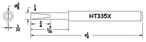 Hexacon HT335X Soldering Tip  -  3/8 Turned-Down Full-Chisel  (for P115 & P155 Irons)