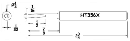 Hexacon HT356X Soldering Tip  -  1/4 Turned-Down Semi-Chisel   (for P30, P34, 30H & 34H)