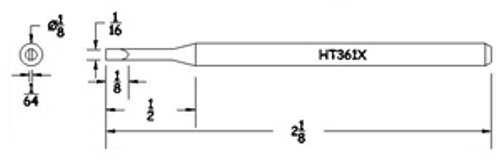 Hexacon HT361X  Soldering Tip -  1/8 Turned Down Full Chisel  (for 21A, 25S , P25 & 25H Irons) 