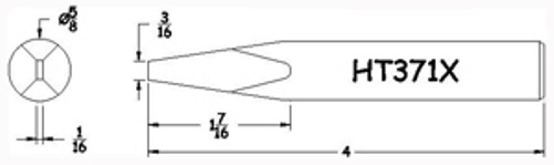 Hexacon HT371X Soldering Tip  -  5/8 Semi-Chisel (for P200, P250 & 200H Irons) 