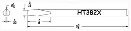 Hexacon HT382X Soldering Tip  -  1/4 Semi-Chisel   (for P30, P34, 30H & 34H)