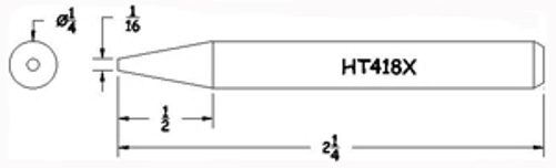 Hexacon HT418X Soldering Tip - 1/4 Semi-Chisel  (for 23A, 24S & 24H Irons) 