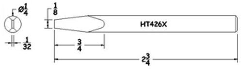 Hexacon HT426X Soldering Tip -  1/4 Semi Chisel (for P30, P34, 30H & 34H)