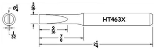 Hexacon HT463X Soldering Tip -  1/4 Turned-Down Full-Chisel  (for 23A, 24S & 24H Irons) 