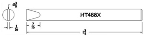 Hexacon HT488X Soldering Tip  -   3/8 Full-Chisel    (for P155, P115, 115H & 155H Irons)