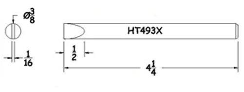 Hexacon HT493X Soldering Tip -  3/8 Full-Chisel   (for P115 & P155 Irons)