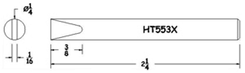 Hexacon HT553X Soldering Tip - 1/4 Full Chisel  (for 23A, 24S & 24H Irons) 