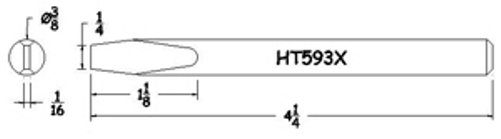 Hexacon HT593X Soldering Tip  -  3/8 Semi-Chisel   (for P155 & P115 Irons)