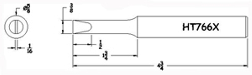 Hexacon HT766X Soldering Tip  -  5/8 Turned-Down Full-Chisel   (for P200, P250 & 200H Irons) 
