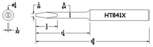 Hexacon HT841X Soldering Tip  -  1/4 Turned-Down Semi-Chisel  (for P30, P34, 30H & 34H)