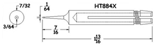 Hexacon HT884X Soldering Tip  -  1/32 Bevel -   Sleeve-Style   (for Micro-Stedi Irons & Stations)