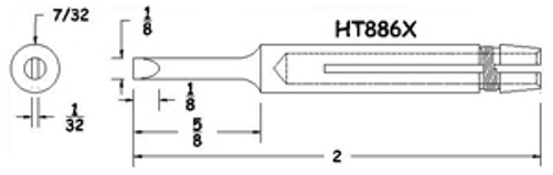 Hexacon HT886X Soldering Tip  -  1/8 Chisel -   Sleeve-Style   (for Micro-Stedi Irons & Stations)