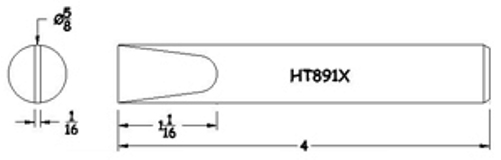 Hexacon HT891X Soldering Tip  -  5/8 Full-Chisel   (for P200, P250 & 200H Irons)