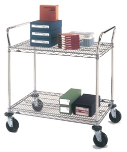 Metro 2SPN53ABR 2-Shelf Heavy-Duty Utility Cart 24 x 36 Adjustable Wire Shelves