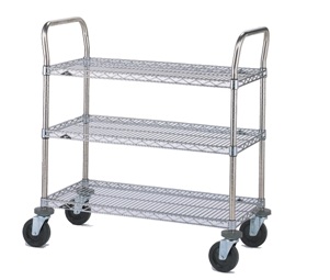Metro 3SPN53ABR 3-Shelf Heavy-Duty Utility Cart 24 x 36 Adjustable Wire Shelves