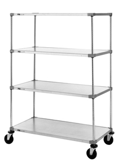 Metro F556AG 4-Shelf Stem Caster Cart 24 x 48 x 68 Adjustable Solid Shelves