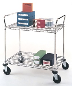 Metro MW611 2-Shelf Standard-Duty Utility Cart 24 x 36 Adjustable Chrome Wire Shelves