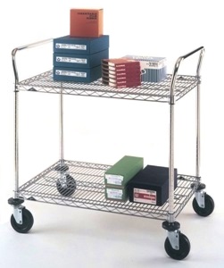 Metro MW603 2-Shelf Standard-Duty Utility Cart 18 x 30 Adjustable Chrome Wire Shelves