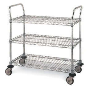 Metro MW711 3-Shelf Standard-Duty Utility Cart 24 x 36 Adjustable Chrome Wire Shelves