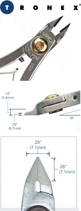 Tronex 5422W ESD-Safe Hard Wire Cutters | Mini Taper Relief | Class W | Flush Cut |  Standard Handle | 39-30 AWG