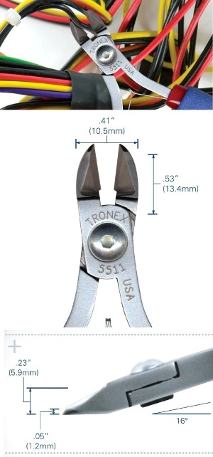 Tronex 5512 ESD-Safe Large Oval Head Cutter | Flush Cut | Standard Handle | 35-15 AWG