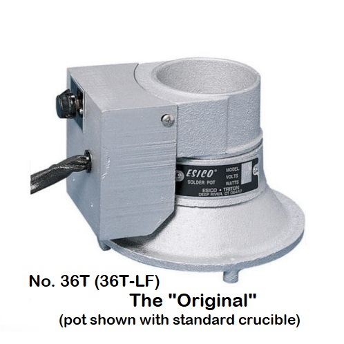 Esico 36T Adjustable-Temp Solder Pot | Small | 2-1/4 lb. Capacity | 2.5" Dia. | Max. Temp 625º | 250W