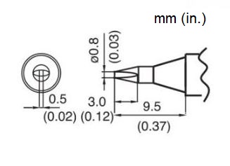 Hakko T15-D08 (T7-D08) Chisel Soldering Tip | 0.8mm | Fits FM-2027, FM202/203/204/206, FX951, FP101/102 - Image 2