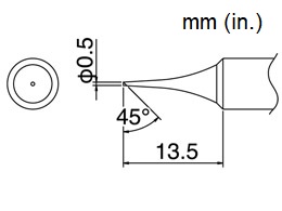 Hakko T18-C05 Bevel 45° Soldering Tip | for FX-600, FX-8801, FX888, 7703, 907, 913, 928, 936, 937 - Image 2