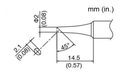 Hakko T18-C2 Bevel Soldering Tip | 2.1mm x 45° | for FX888, FX-8801/600/600D, 703, 900M, 907, 928, 936, 937 - Image 2