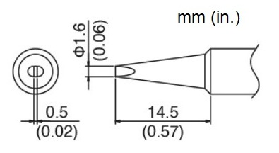 Hakko T18-D16 Chisel Soldering Tip | 1.6 x 14.5mm | for FX8801/888(d), 600(d), 703, 900M, 907, 913, 928, 936, 937 - Image 2