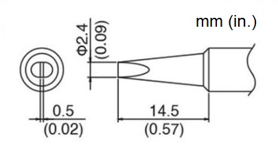 Hakko T18-D24 Chisel Soldering Tip | 2.4 x 14.5mm | for FX888/8801/600(d)/ 703/900M/907/913/936/937 - Image 2