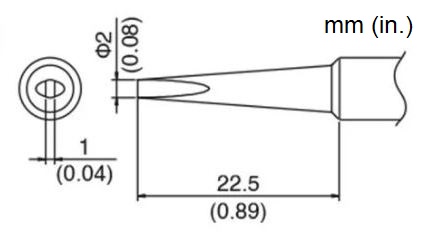 Hakko T18-DL2 Chisel Soldering Tip | 2.0 x 22.5mm | for FX-8801/888(d)/600(d), 703, 900M, 907, 913, 928, 936 & 937 - Image 2