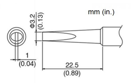 Hakko T18-D32 Chisel Soldering Tip | 3.2 x 14.5mm | for FX888/8801/600(d), 703, 900M, 907, 913, 928, 936 & 937 - Image 2